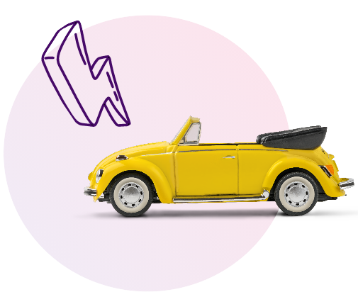 Ein VW Käfer in gelb - Kaufpreisversicherung